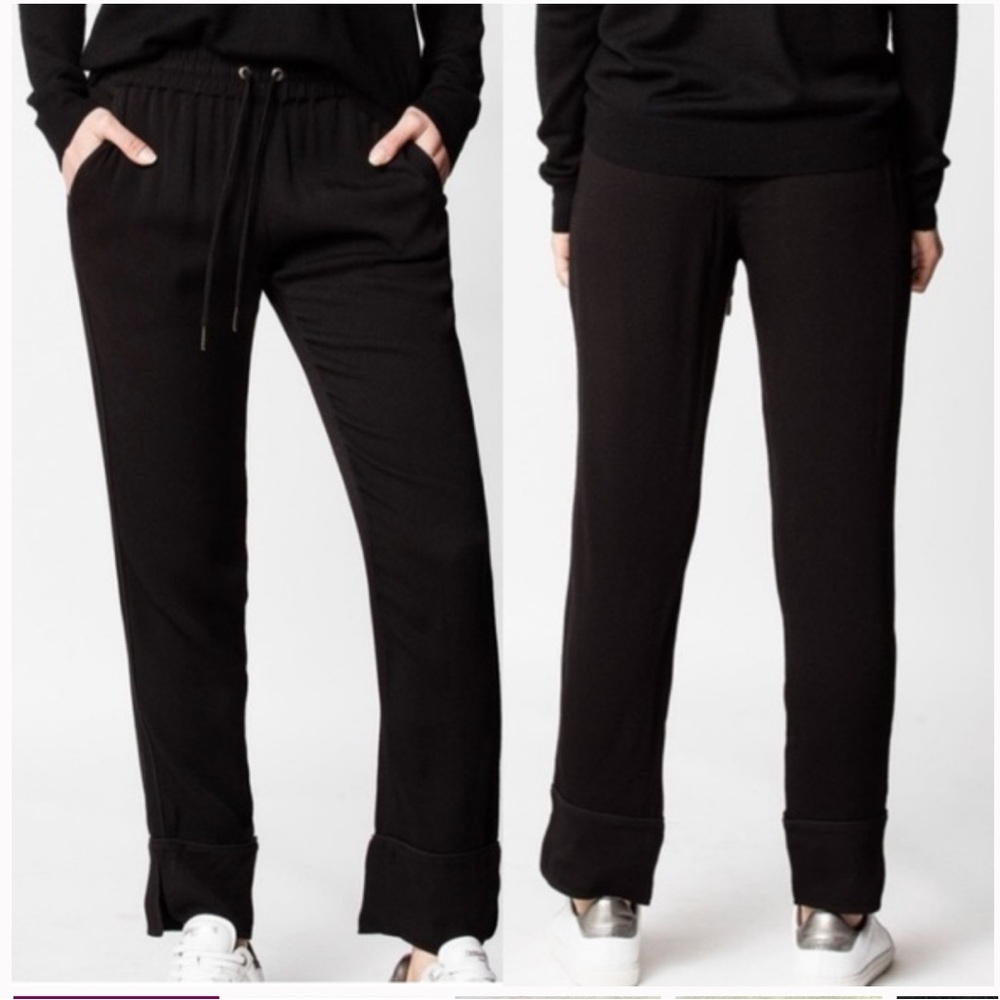 ZADIG & VOLTAIRE Parone Drawstring Split Hem Jogger Classic Pants Black Size Med